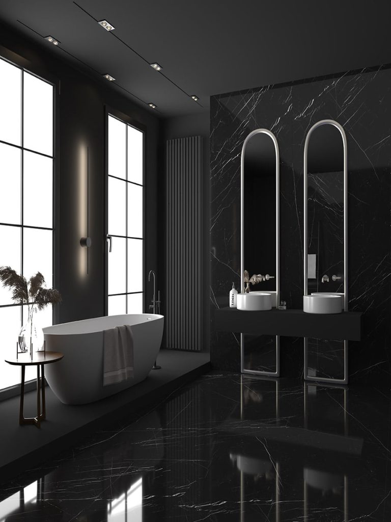 Black Marquina- Marble Look Porcelain Slab| Architectural Design | Sansam