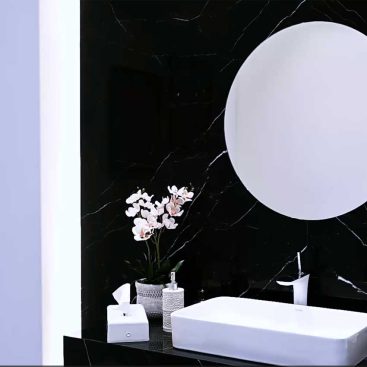 black porcelain slab and ceramic washbasin -damavand project